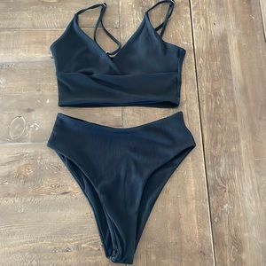 Black high waisted black two piece bikini
